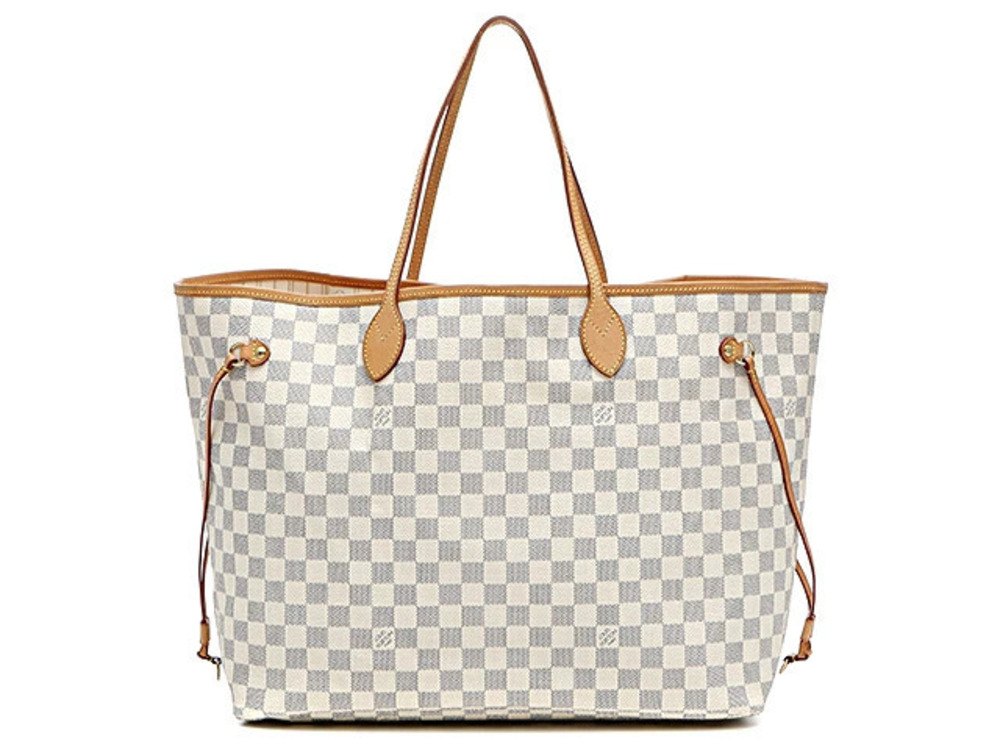 LOUIS VUITTON Neverfull Tote Bag Azur White